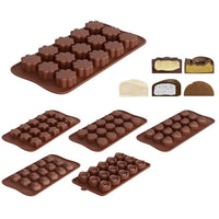 Set of 6Pcs Silicone Chocolate Mould Cake Ice Tray Jelly Candy Cookie Baking Multi Moulds