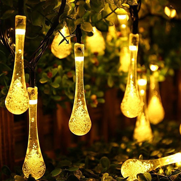 FancyGrab 50LEDs Solar Water Drop String Light