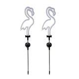 2Pcs Solar Powered Flamingo Neon Ground Lights Patio Stake Walkway Lamp Outdoor Garden Decor