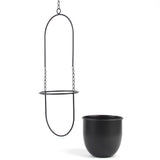 Modern Decorative Swinging Flower Pot Plant Pot Planter Hanging Basket-Black