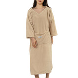 Bath Towel with Hood Wearable Bath Towel Bath Robe for Women Beige