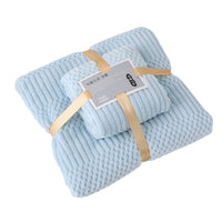 2Pcs Set Bath Towels Ultra Soft Bath Towel Kit Blue