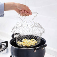 Folding Rinse Stainless Steel Frying Basket Fryer Strainer Cook Kitchen Colander