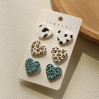 6 Pairs of Heart Shaped Acrylic Stud Earrings for Women -Style 3