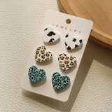 6 Pairs of Heart Shaped Acrylic Stud Earrings for Women -Style 3