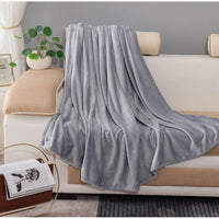 Solid Plush Blanket Warm Cozy Nap Blankets Light Grey