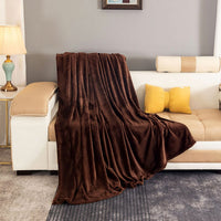 Solid Plush Blanket Warm Cozy Nap Blankets Coffee