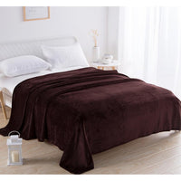 Solid Plush Blanket Warm Cozy Nap Blankets Coffee