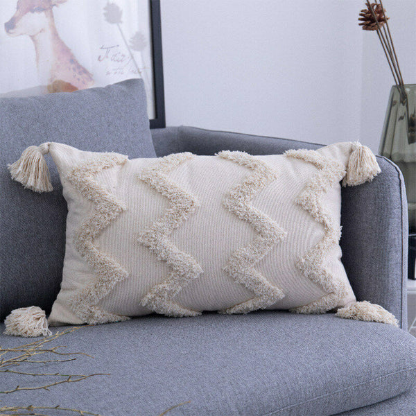 Boho Tassels Pillow Cover Throw Cushion Case Tufted Woven Home Decor-Style 3