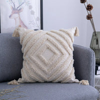 Boho Tassels Pillow Cover Throw Cushion Case Tufted Woven Home Decor-Style 4