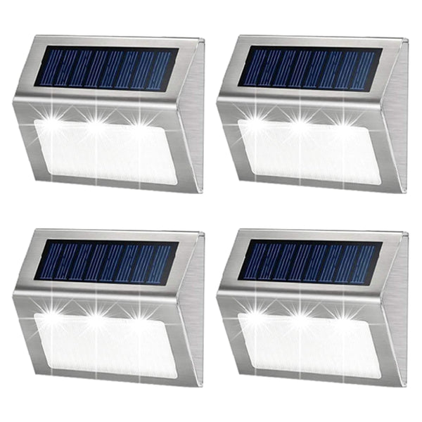 4Pcs Outdoor Waterproof 3LED Solar Fence Light Garden Wall Lamp White