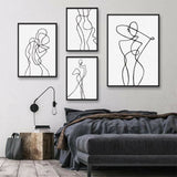 FancyGrab Set of Line Art Prints Abstract Figure Printing Canvas Modern Wall Art Home Decor Style 2