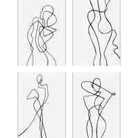 FancyGrab Set of Line Art Prints Abstract Figure Printing Canvas Modern Wall Art Home Decor Style 2