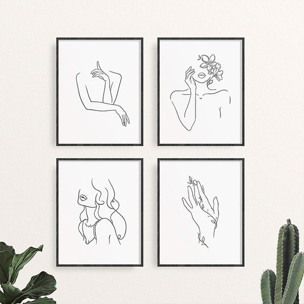 FancyGrab Set of Line Art Prints Abstract Figure Printing Canvas Modern Wall Art Home Decor Style 3