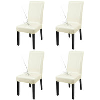 4 Pcs Solid PU Leather Home Dining Chair Covers Beige