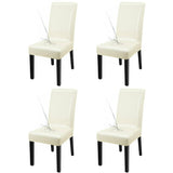 4 Pcs Solid PU Leather Home Dining Chair Covers Beige