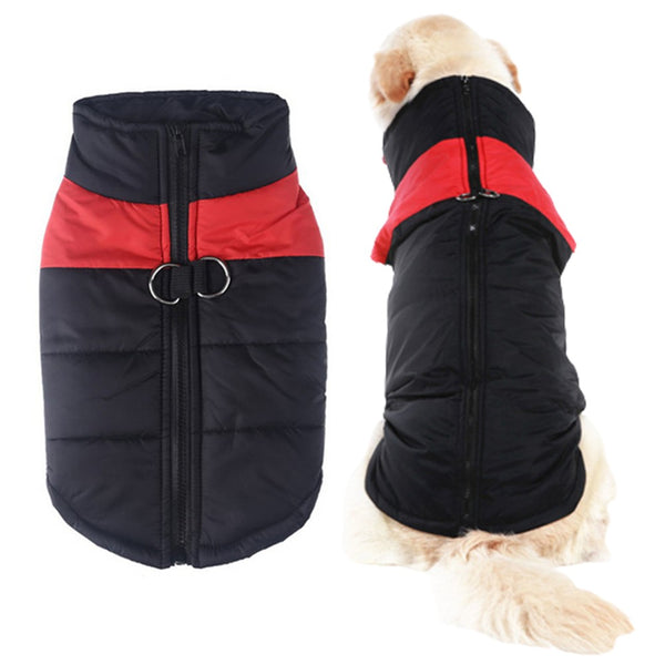 Plus Size Waterproof Pet Clothes Cold Weather Dog Warm Vest Jacket Vest Coat Red