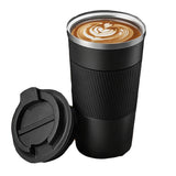 FancyGrab 510ml Reusable Vacuum Stainless Steel Insulated Coffee Mug with Seal Lid Black