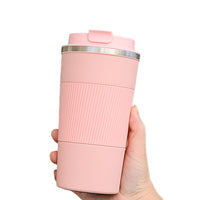 FancyGrab 510ml Reusable Vacuum Stainless Steel Insulated Coffee Mug with Seal Lid Pink