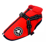 FancyGrab Waterproof Warm Winter Dog Harness Coat Red