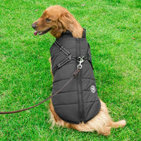 FancyGrab Waterproof Warm Winter Dog Harness Coat Black