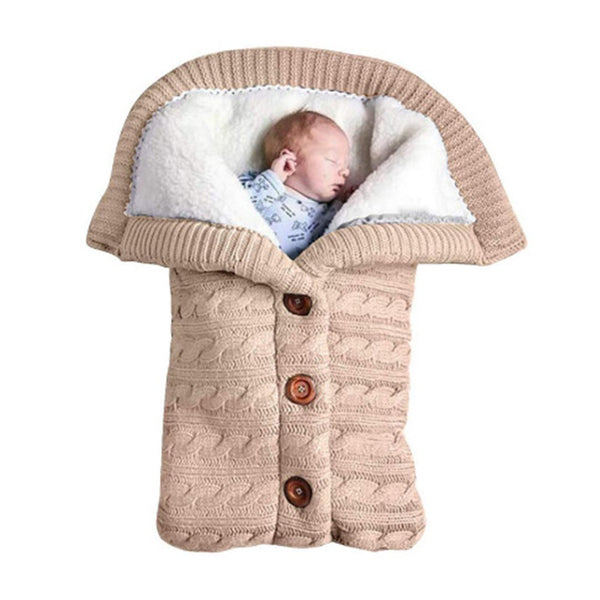 Unisex Infant Swaddle Blankets Fleece Knit Sleeping Bag Stroller Wraps for Baby Girls Boys Beige