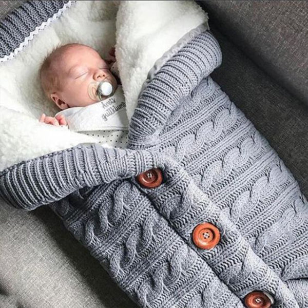 Unisex Infant Swaddle Blankets Fleece Knit Sleeping Bag Stroller Wraps for Baby Girls Boys Grey