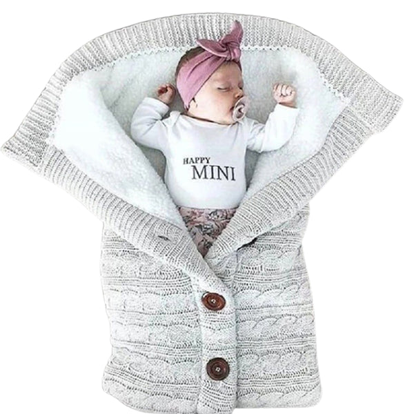 Unisex Infant Swaddle Blankets Fleece Knit Sleeping Bag Stroller Wraps for Baby Girls Boys Light Grey