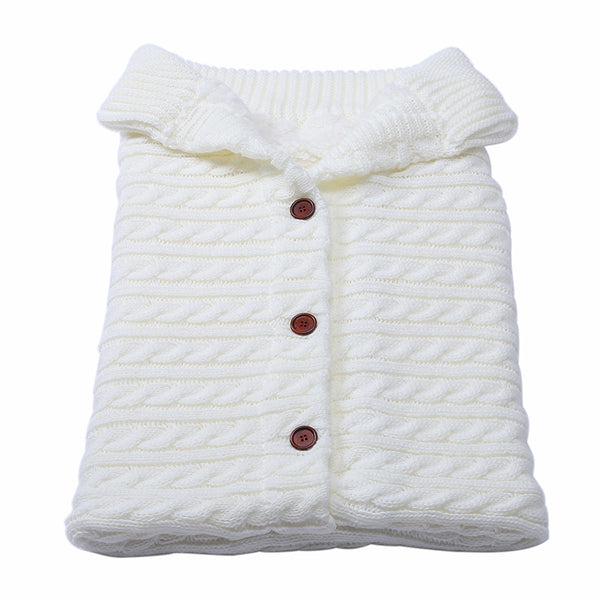 Unisex Infant Swaddle Blankets Fleece Knit Sleeping Bag Stroller Wraps for Baby Girls Boys White