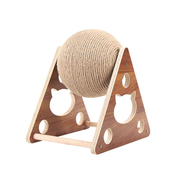 Interactive Natural Wood Cat Scratching Toy Ball for Cats