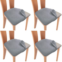 Set of 4 Pcs Stretch Dining Chair Covers Light Grey