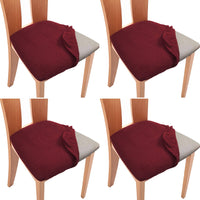 Set of 4 Pcs Stretch Dining Chair Covers Wine Red