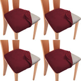 Set of 4 Pcs Stretch Dining Chair Covers Wine Red