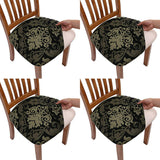 Printed Stretch Dining Chair Seat Covers 4-Pack Baroque Style