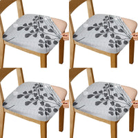 Printed Stretch Dining Chair Seat Covers 4-Pack Leaf Love Style