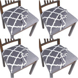 Printed Stretch Dining Chair Seat Covers 4-Pack Free Space Style