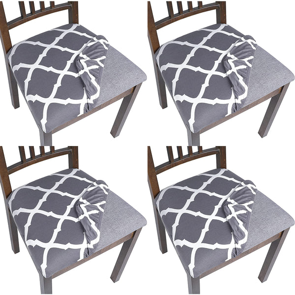 Printed Stretch Dining Chair Seat Covers 4-Pack Free Space Style