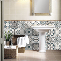 20pcs Moroccan Style Tile Wall Stickers Removable Decorative Kitchen Bathroom Stickers-Style 1