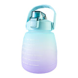 Large Capacity Water Bottle with Straw for Sports Blue