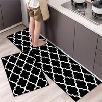 2Pcs Kitchen Floor Mat Doormat Non-Slip Door Floor Pad Black