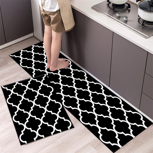 2Pcs Kitchen Floor Mat Doormat Non-Slip Door Floor Pad Black