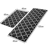 2Pcs Kitchen Floor Mat Doormat Non-Slip Door Floor Pad Black