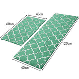 2Pcs Kitchen Floor Mat Doormat Non-Slip Door Floor Pad Green