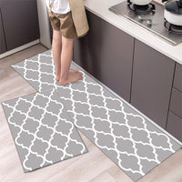 2Pcs Kitchen Floor Mat Doormat Non-Slip Door Floor Pad Light Grey