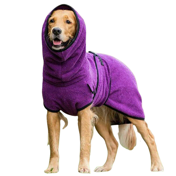 FancyGrab Pet Bathrobe Clothes Dog Towel Pullover Drying Robe Soft Super Absorbent Sleepwear Purple