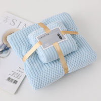 2Pcs Set Bath Towels Ultra Soft Bath Towel Kit Blue