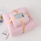 2Pcs Set Bath Towels Ultra Soft Bath Towel Kit Pink