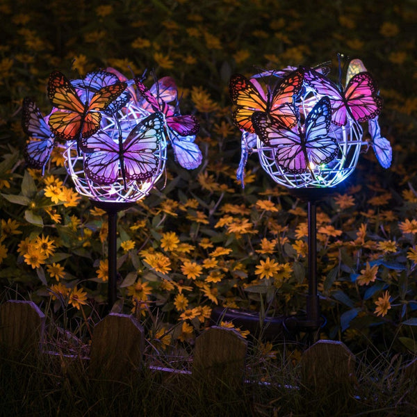 2Pcs Butterfly Lights Solar Outdoor Butterfly Lights Garden Decorative