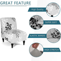 Removable Armless Stretch Accent Chair Cover-Love of Leaf Style