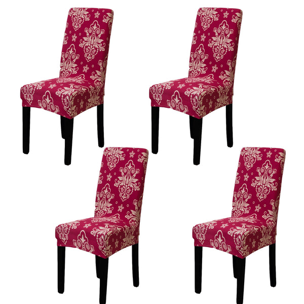 Stretch Dining Chair Cover Removable Washable Chair Covers 4 Pack Stark Red Style